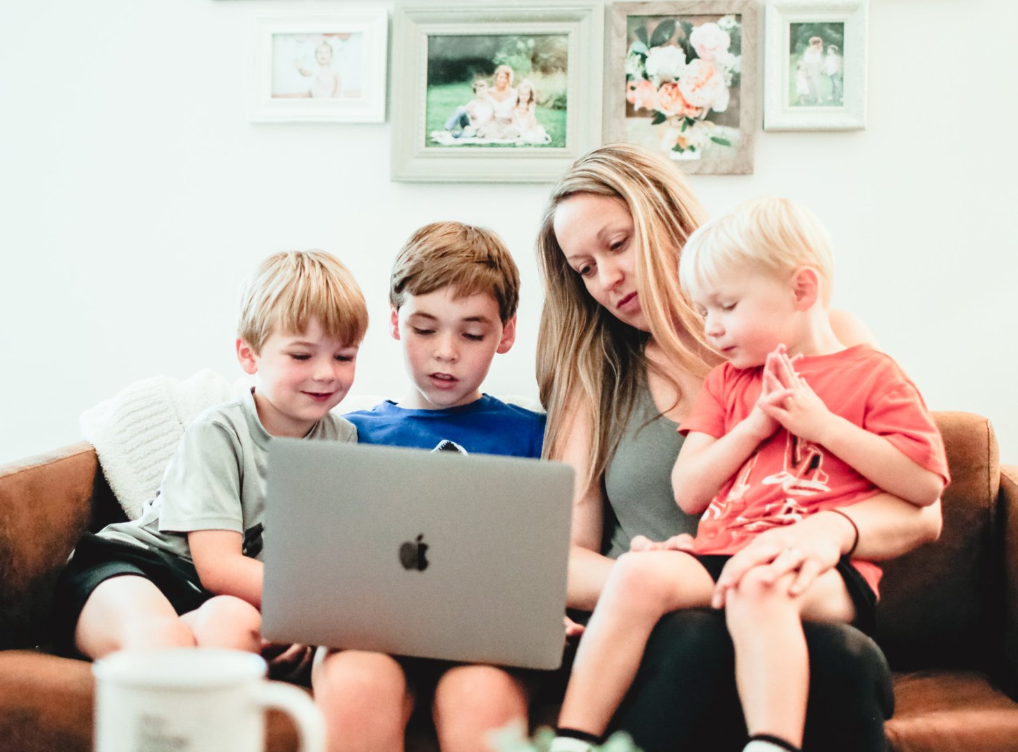 Family watching church online